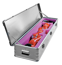 aluminum shipping case with pink anti-static foam insert